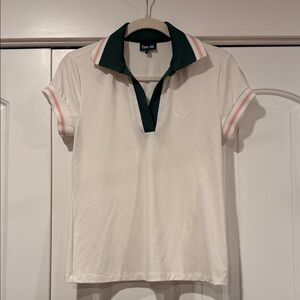 Fore all Short Sleeve Polo - White with Green Trim small